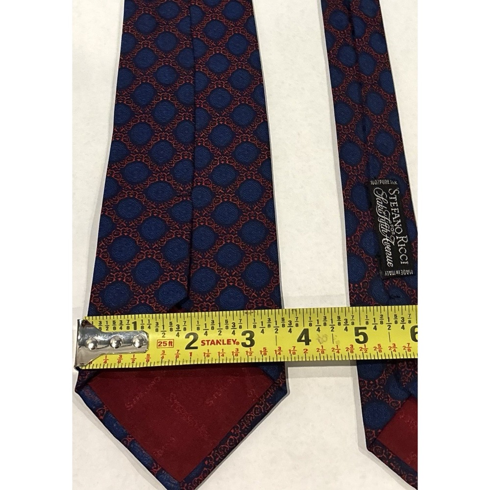 Stefano Ricci Men's Silk Tie Blue Red Geometric Medallion Pattern Hermes Vntg